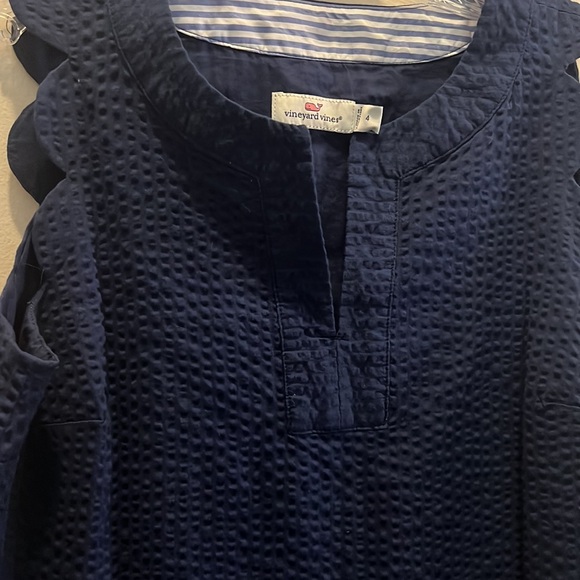 Vineyard Vines Seersucker Scallop Cisco Swing Dress | 4 - Picture 4 of 10